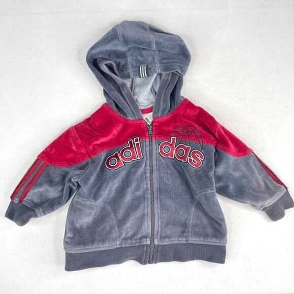 Adidas Velour Zip Up Basketball Jacket 9 Months - Picture 1 of 9